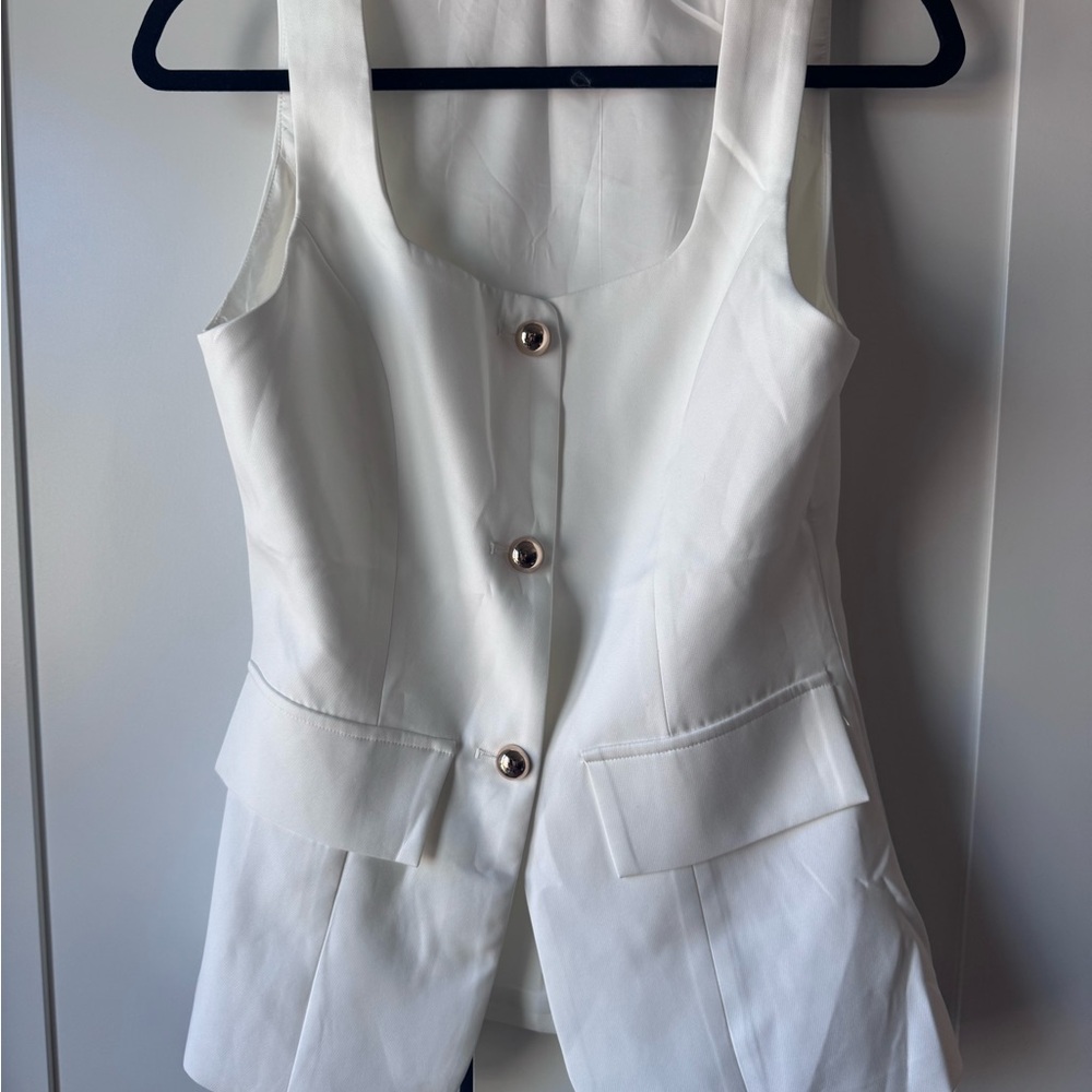 Commense White Button Down Shirt Dress size: S NWT. - Picture 9 of 15